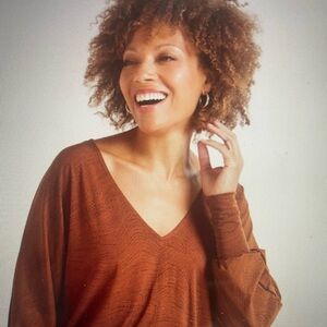 Katy’s Dolman Top Evereve Small V-neck Brown/Black